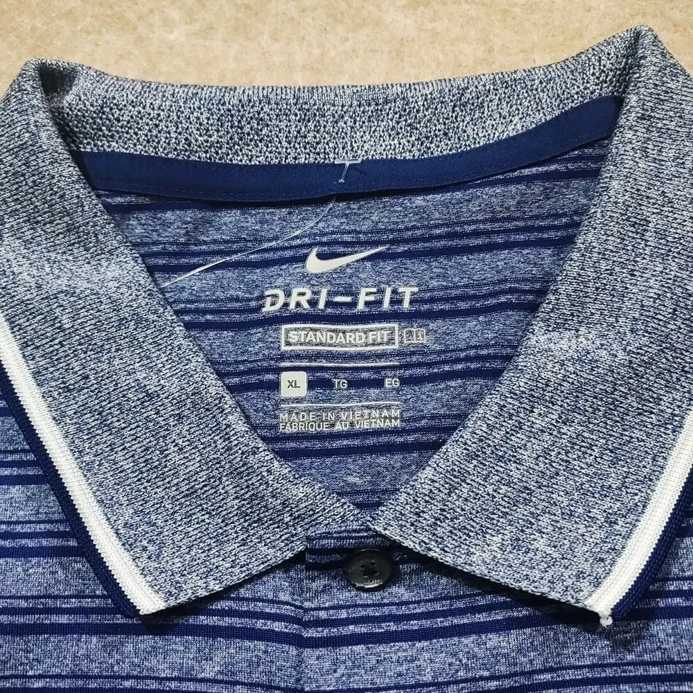 Nike Dri-Fit Blue Polo Classic Striped Shirt -U